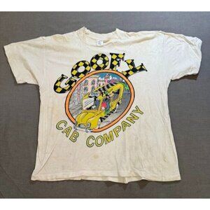 Goofy Cab Company Shirt Adult Large White Short Sleeve Pullover Tee Mens.
